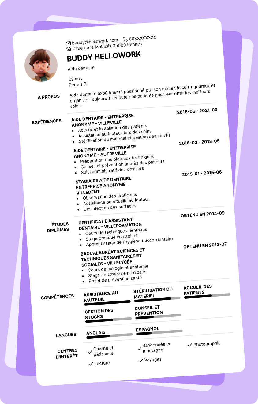 Exemple CV Aide dentaire