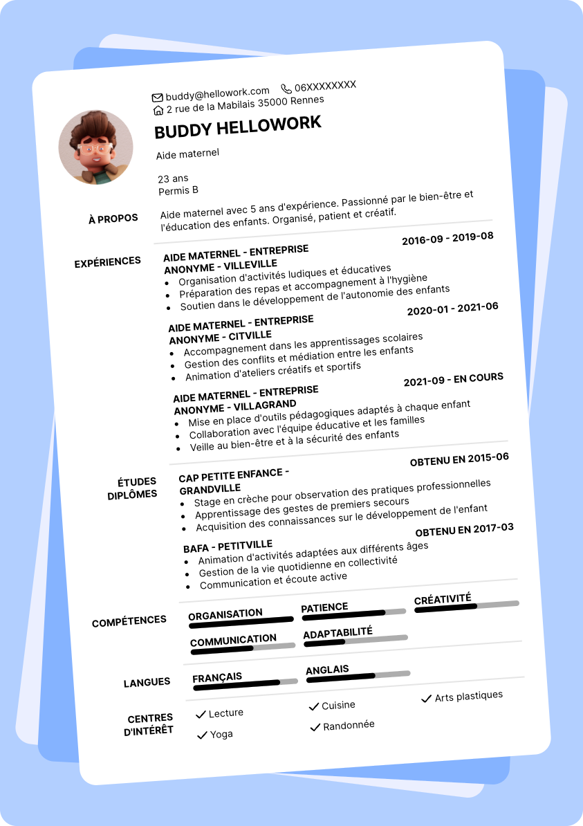 Exemple CV Aide maternel