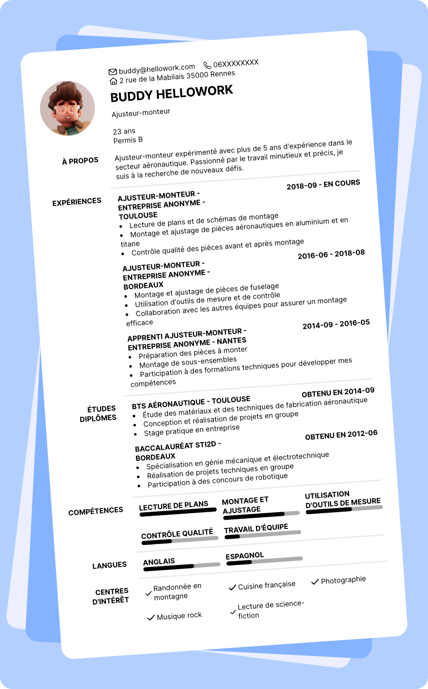 Modèle CV Ajusteur-monteur Exemple CV Ajusteur-monteur
