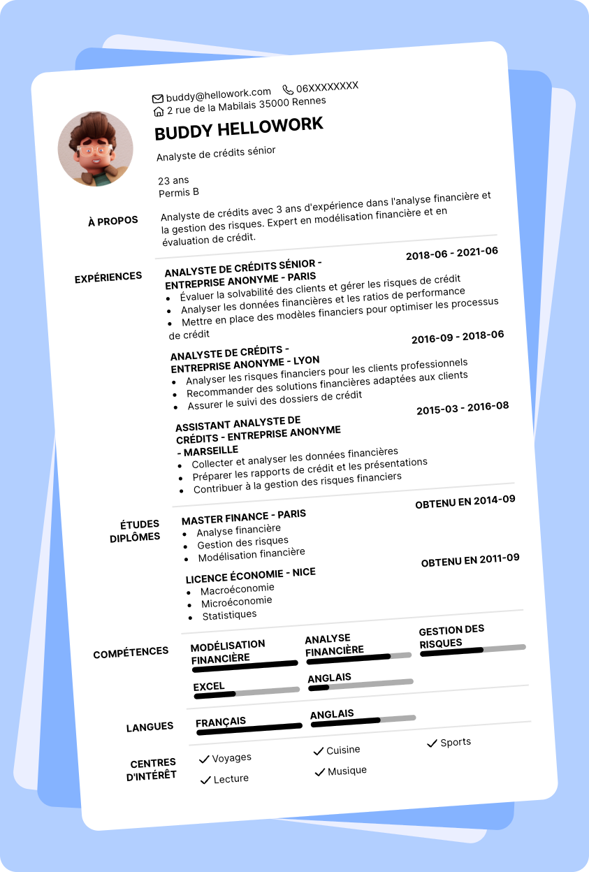 Exemple CV Analyste crédit