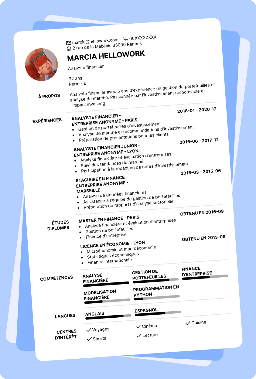 Exemple CV Analyste financier