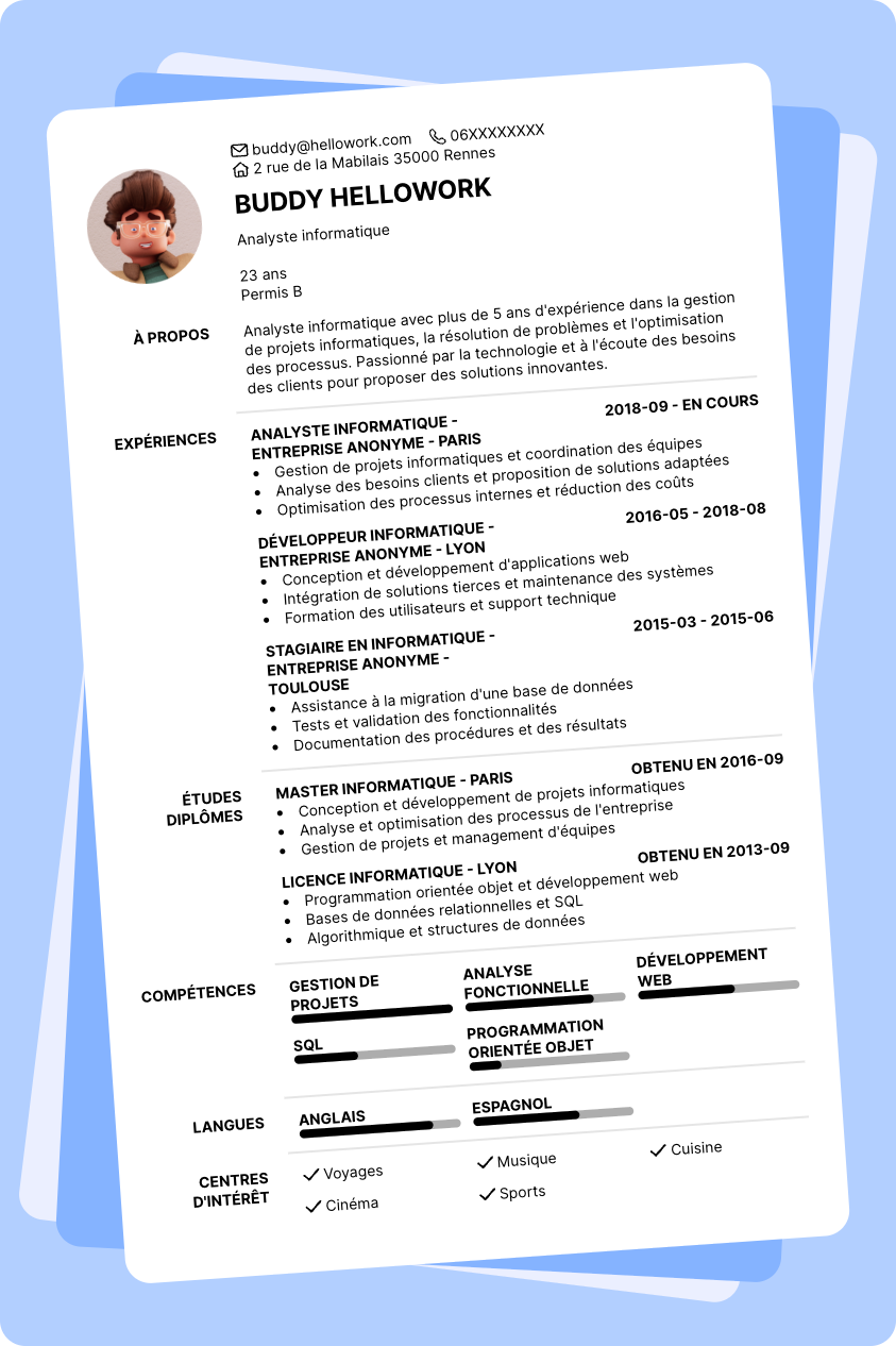 Modèle CV Analyste informatique Exemple CV Analyste informatique
