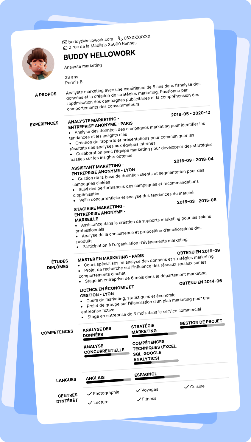 Modèle CV Analyste marketing Exemple CV Analyste marketing