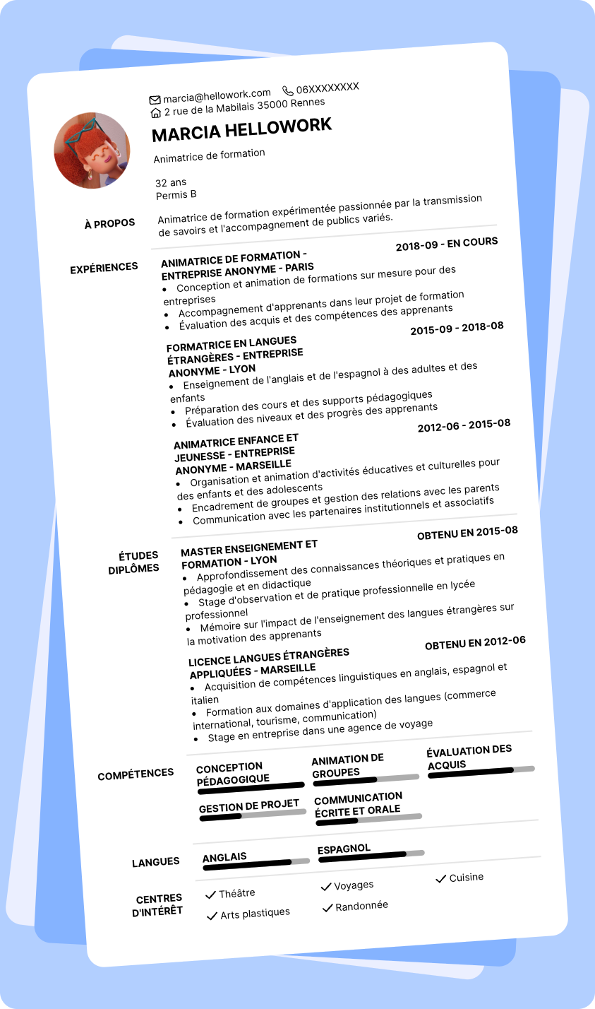 Exemple CV Animateur de formation