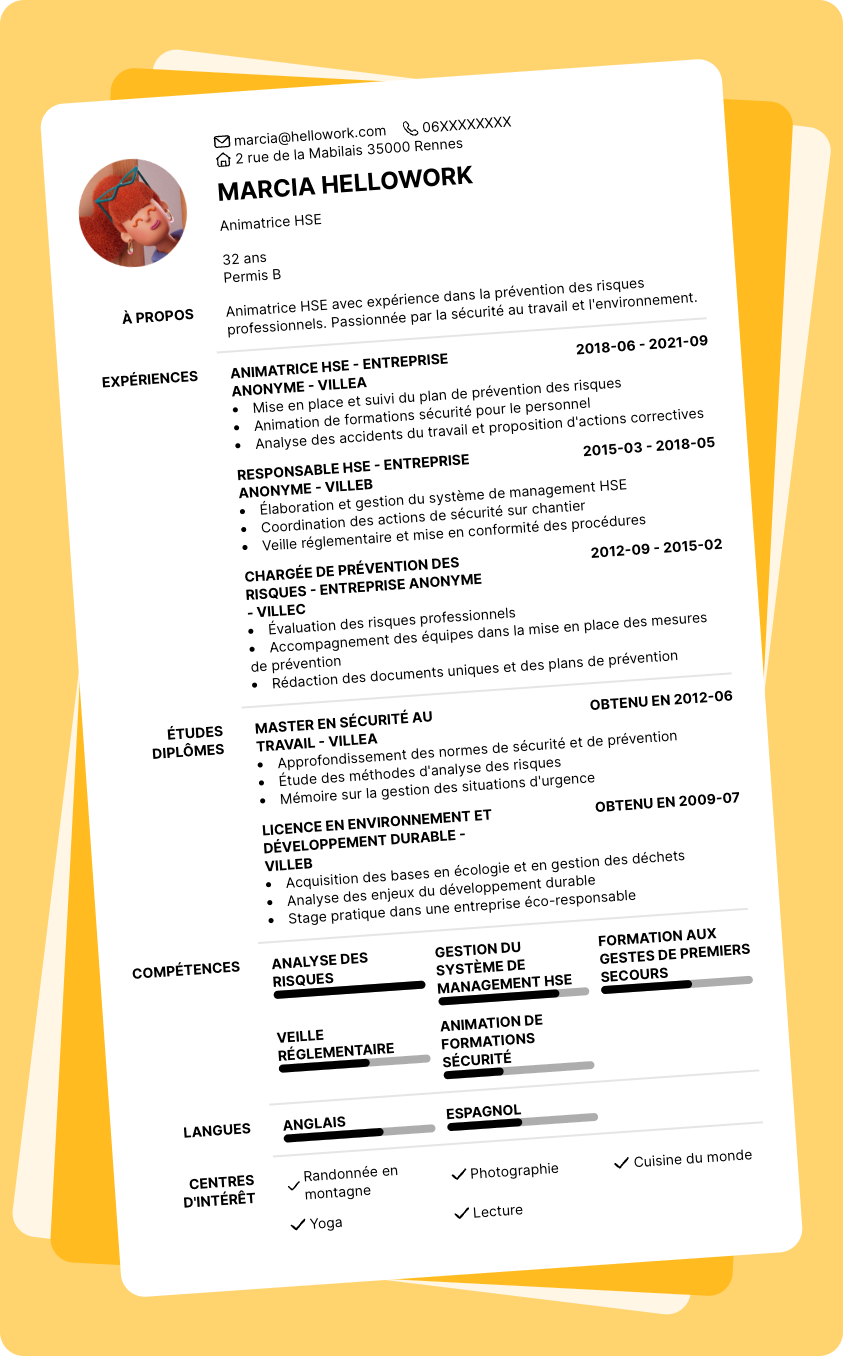 Exemple CV Animateur HSE