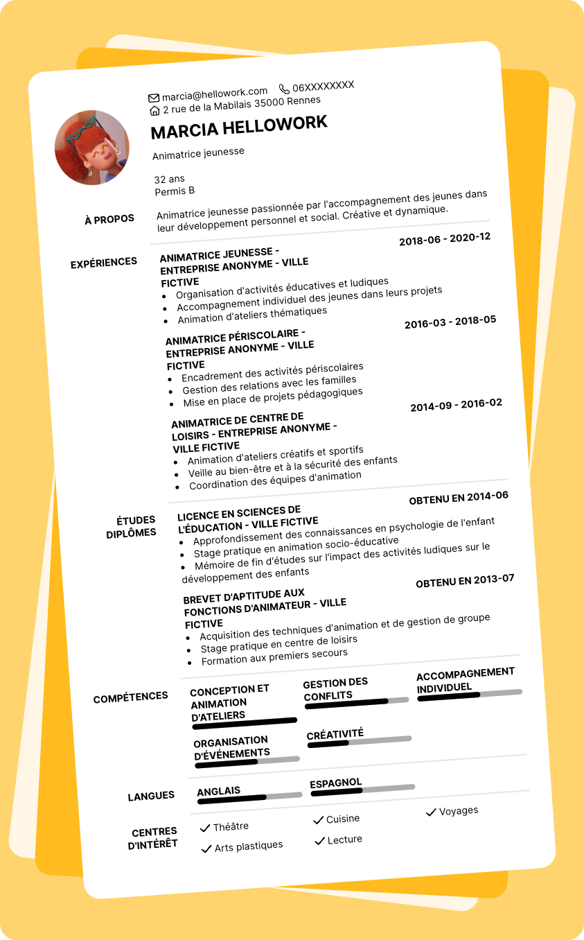 Modèle CV Animateur jeunesse Exemple CV Animateur jeunesse