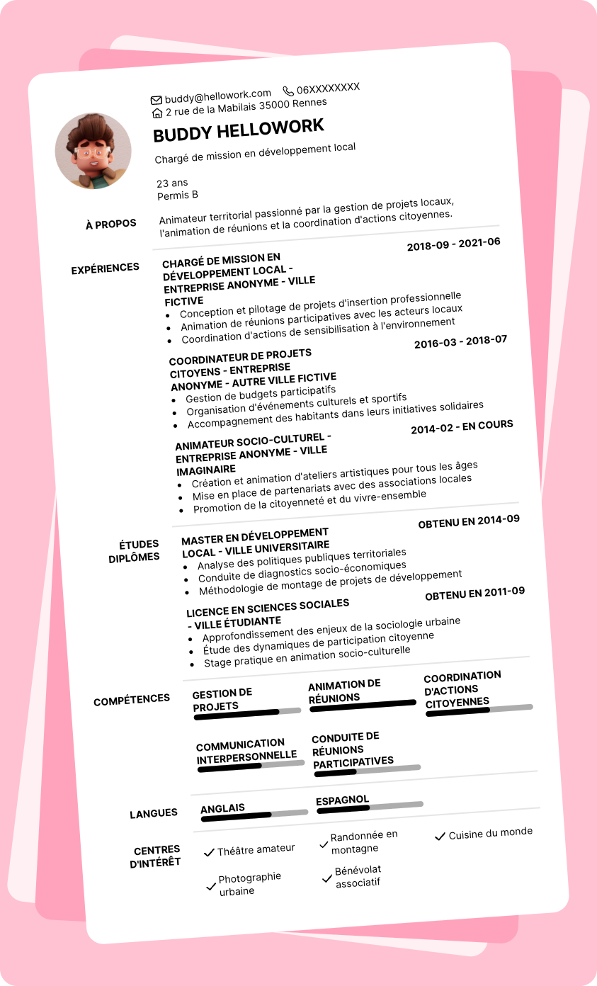 Modèle CV Animateur territorial Exemple CV Animateur territorial