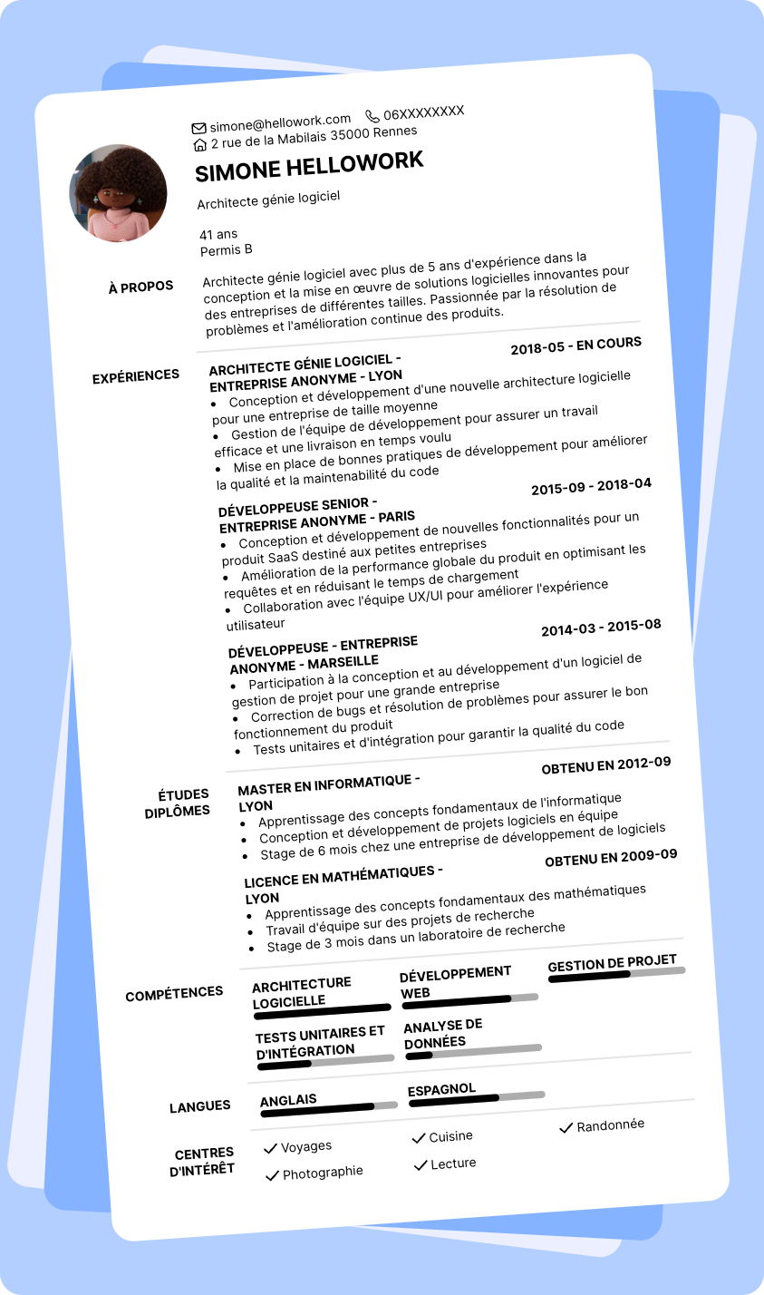 Modèle CV Architecte logiciel Exemple CV Architecte logiciel