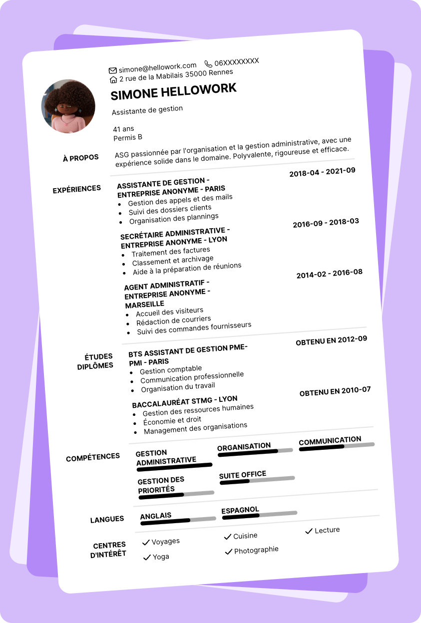 Exemple CV ASG