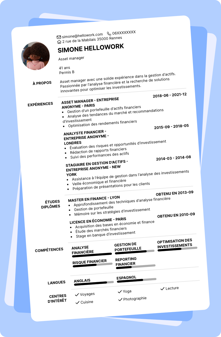 Exemple CV Asset manager