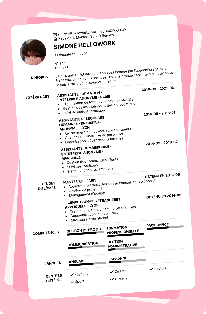 Exemple CV Assistant formation