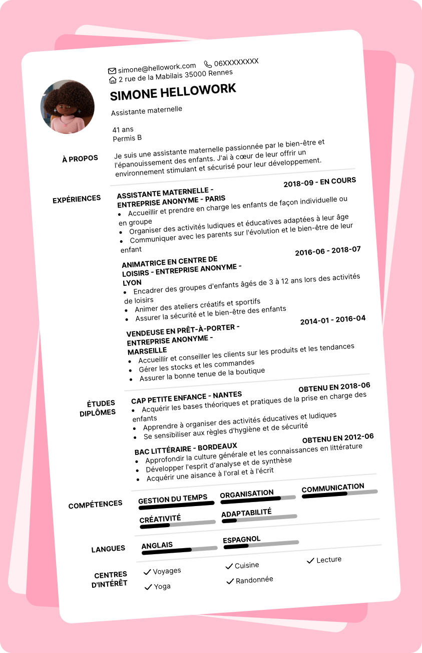 Modèle CV Assistante maternelle Exemple CV Assistante maternelle