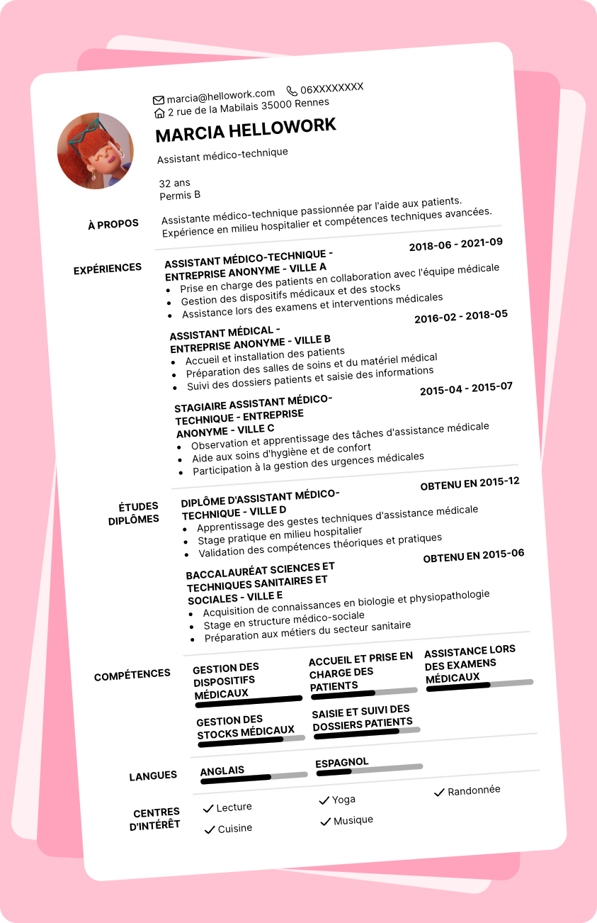 Exemple CV Assistant médico-technique