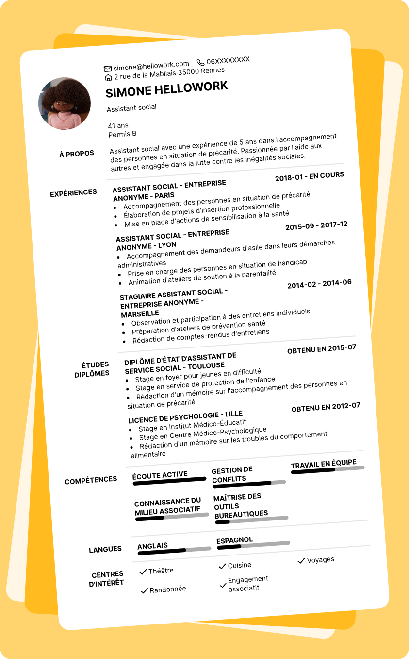Exemple CV Assistant social