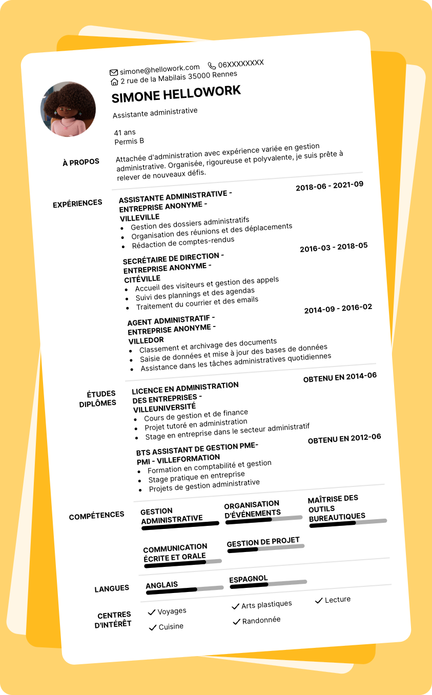 Exemple CV Attaché d'administration
