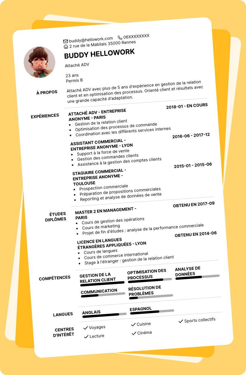 Modèle CV Assistant ADV Exemple CV Assistant ADV