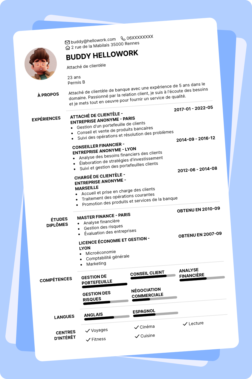 Exemple CV Chargé clientèle banque