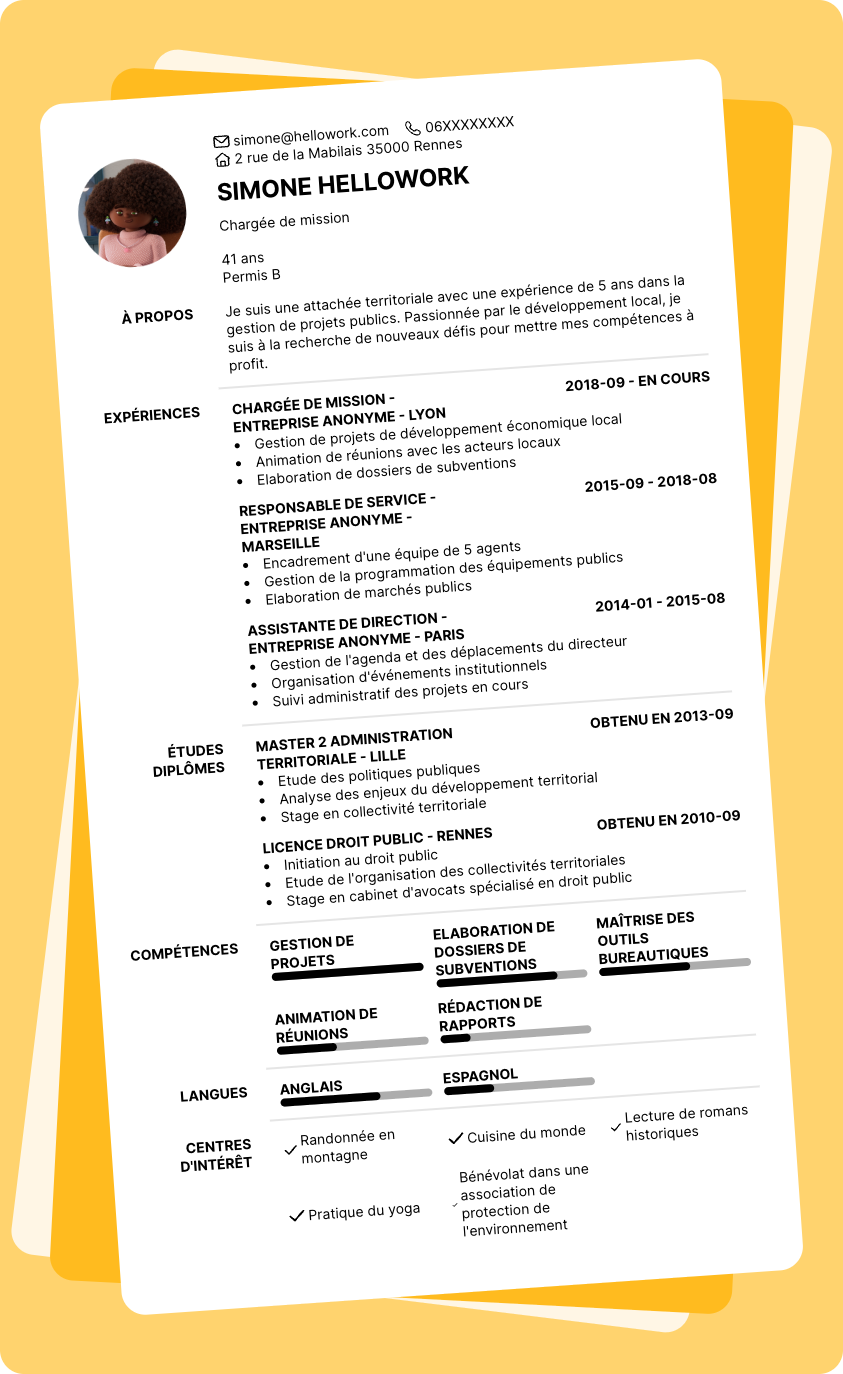 Exemple CV Attaché territorial