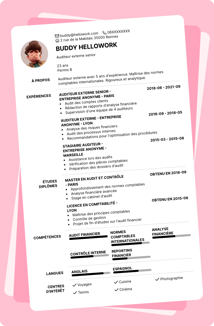 Exemple CV Auditeur externe