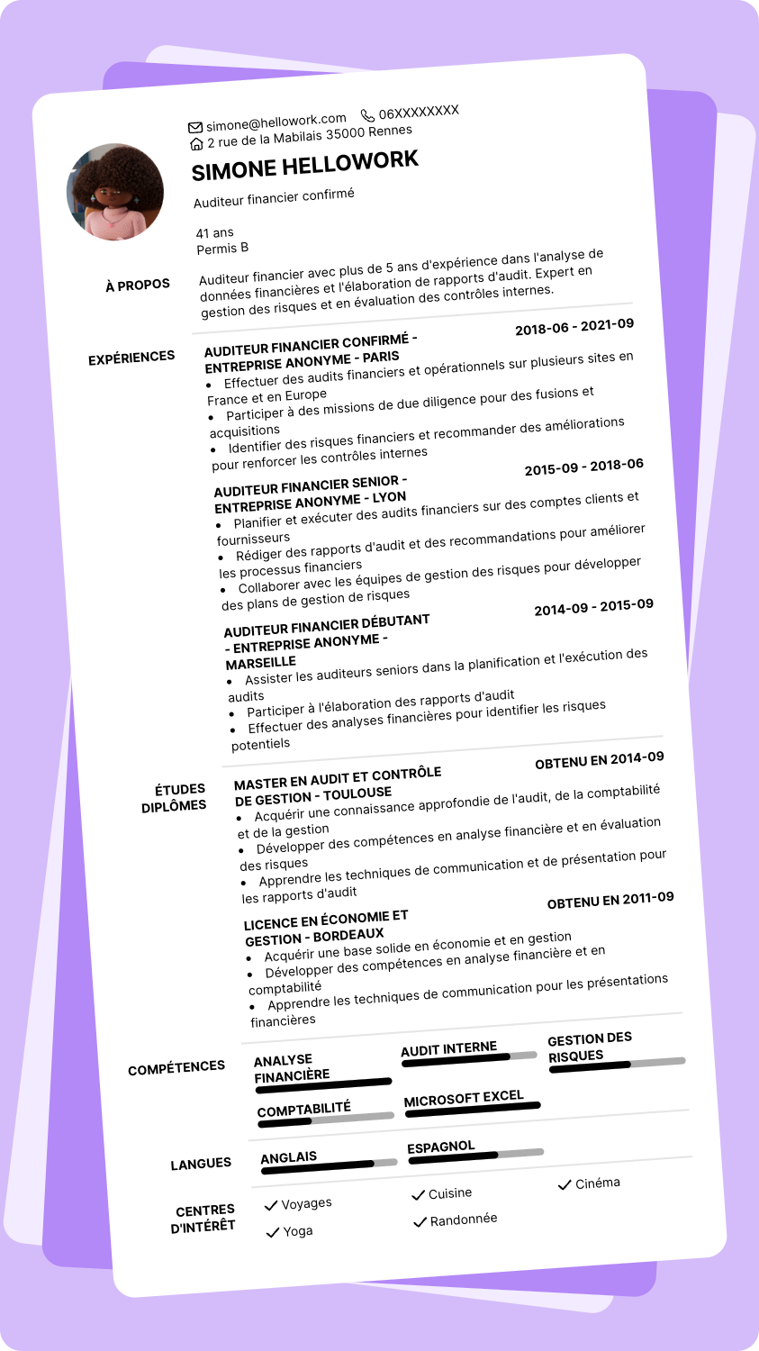 Exemple CV Auditeur financier