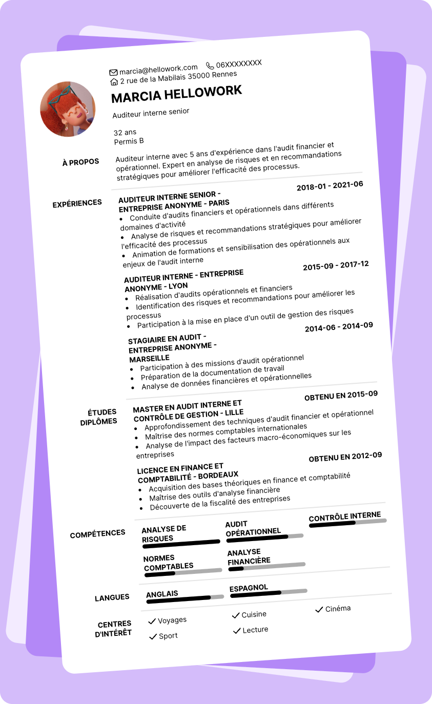 Exemple CV Auditeur interne