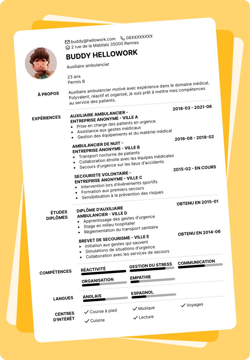 Exemple CV Auxiliaire ambulancier