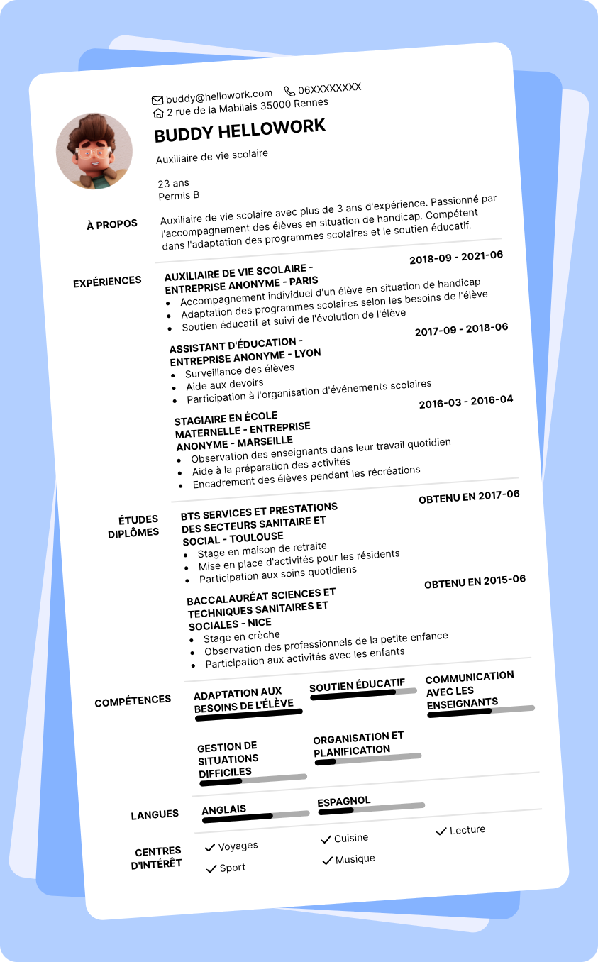 Exemple CV Auxiliaire de vie scolaire