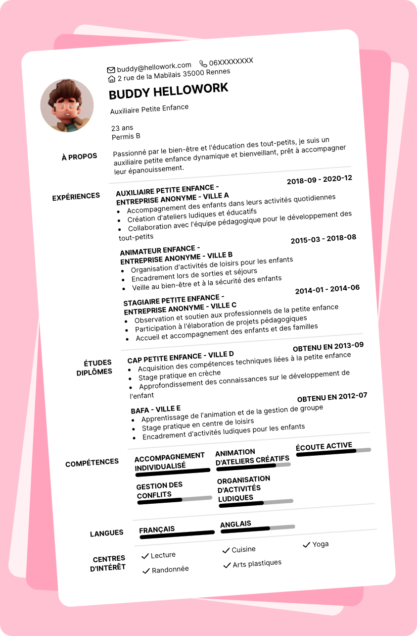 Exemple CV Auxiliaire petite enfance