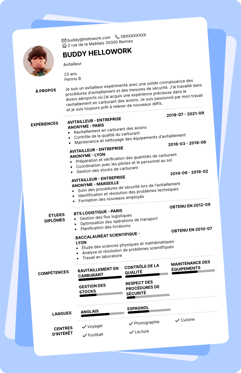 Exemple CV Avitailleur