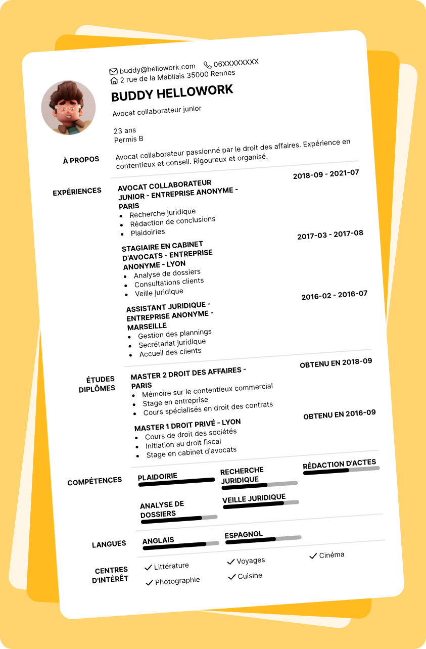 Exemple CV Avocat collaborateur