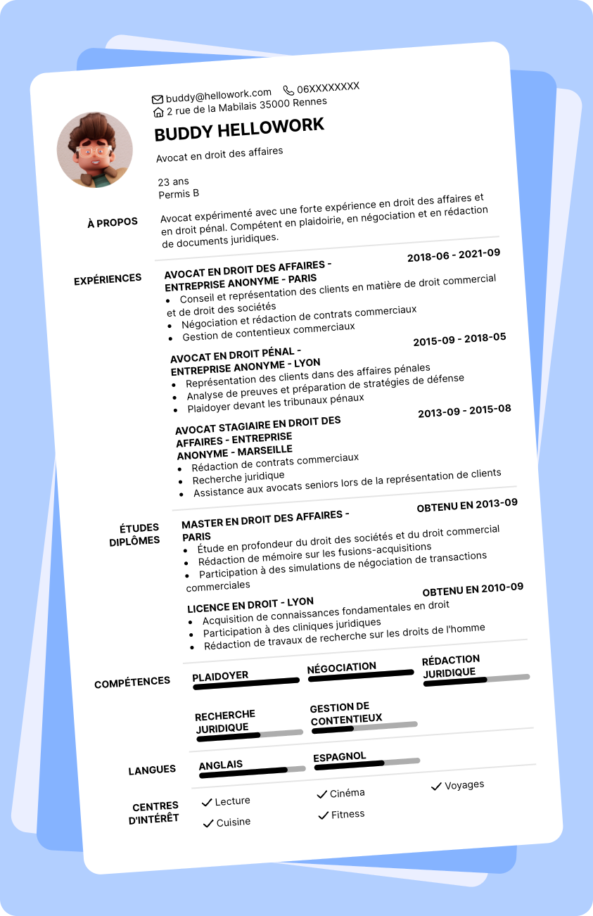 Exemple CV Avocat