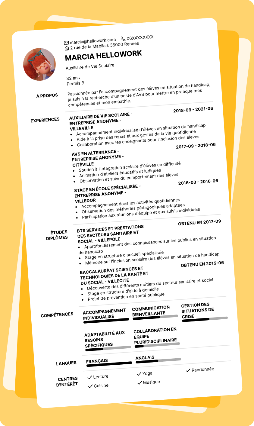 Modèle CV AVS Exemple CV AVS
