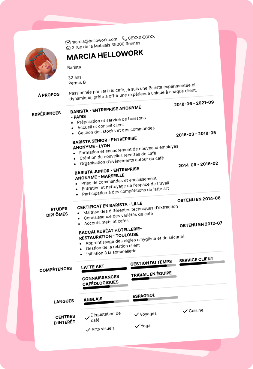 Exemple CV Barista