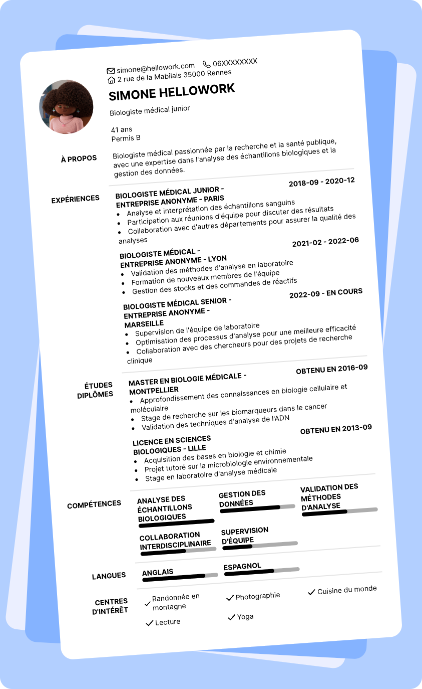 Exemple CV Biologiste médical