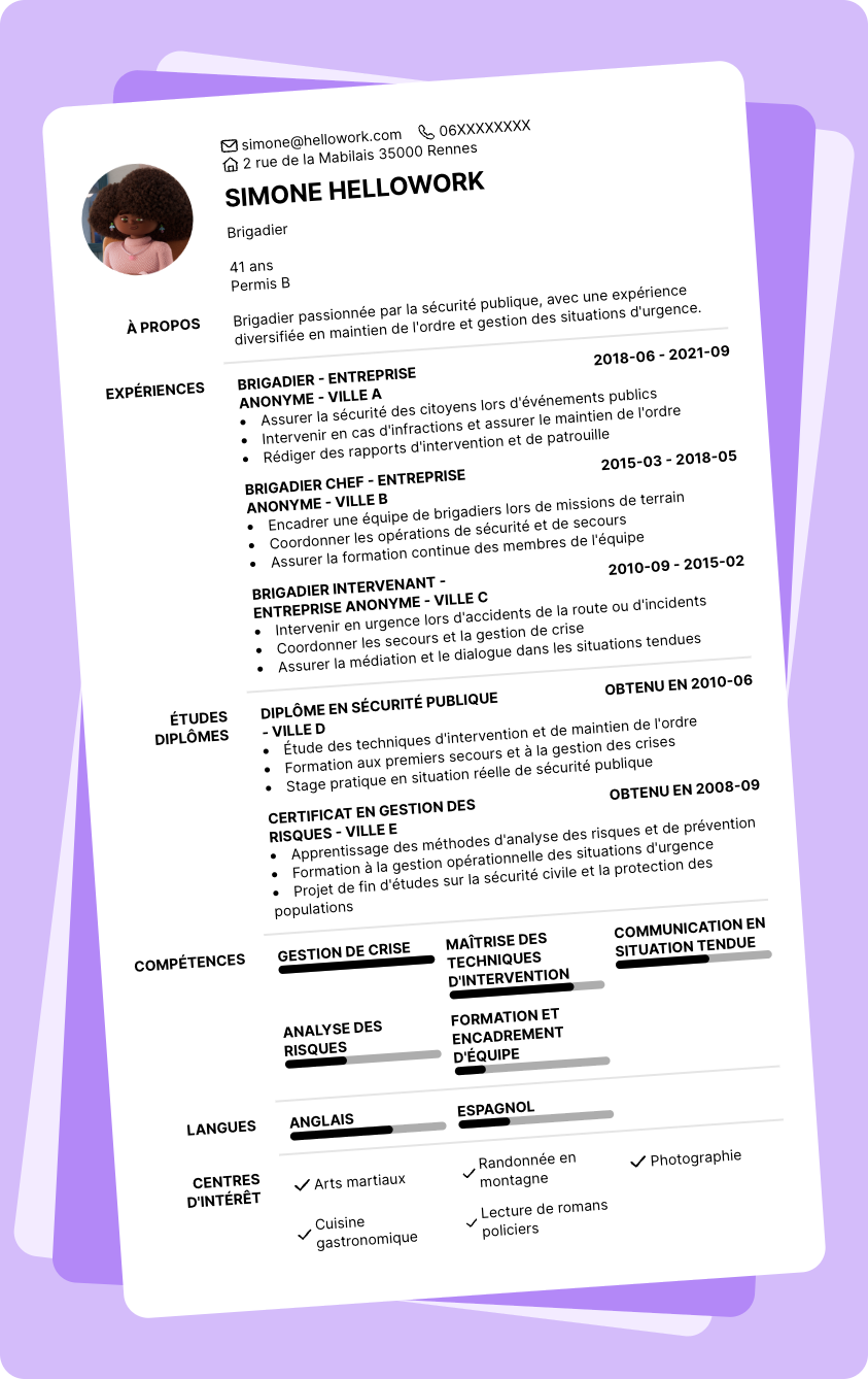 Exemple CV Brigadier