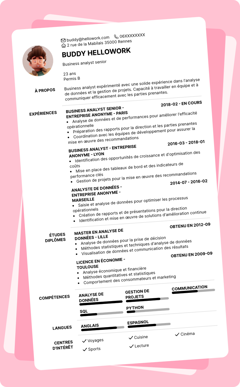 Exemple CV Business analyst