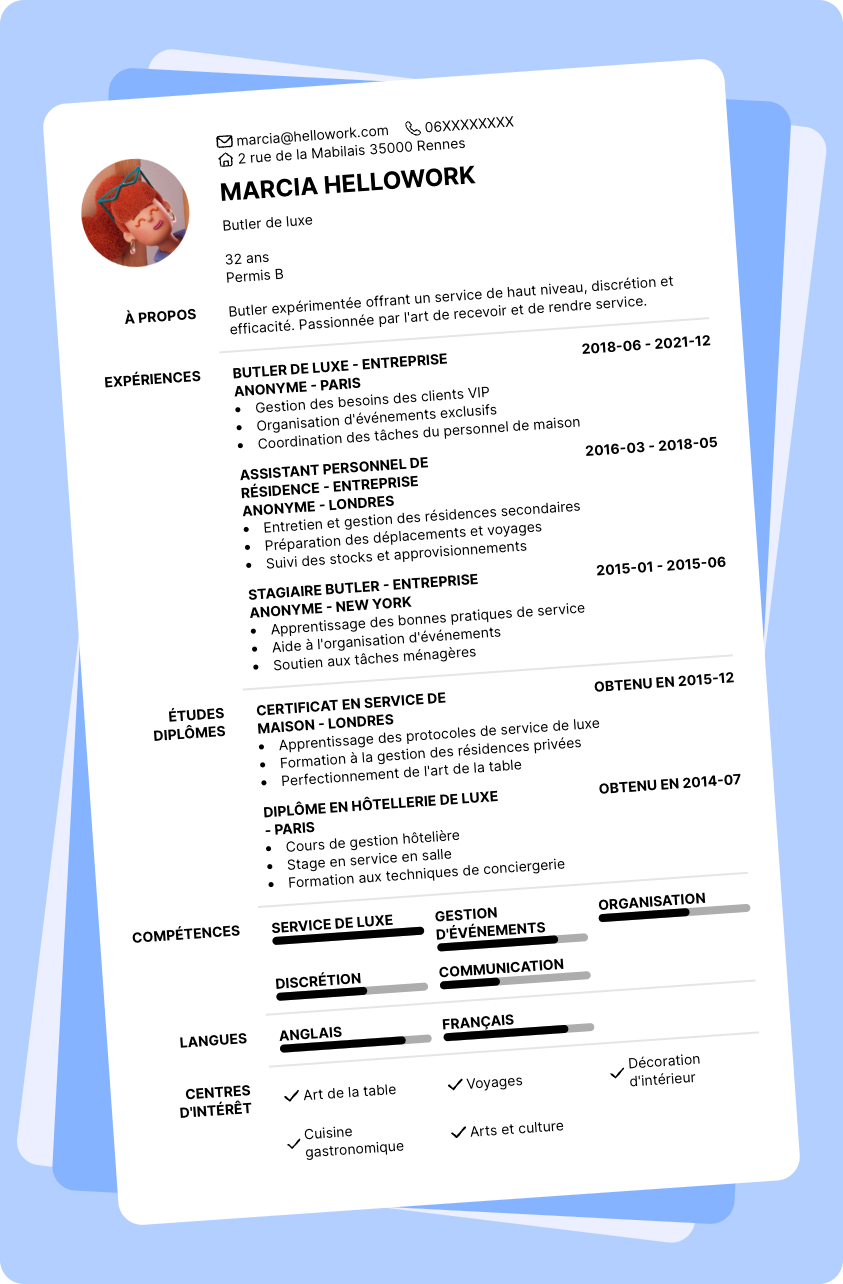 Exemple CV Butler