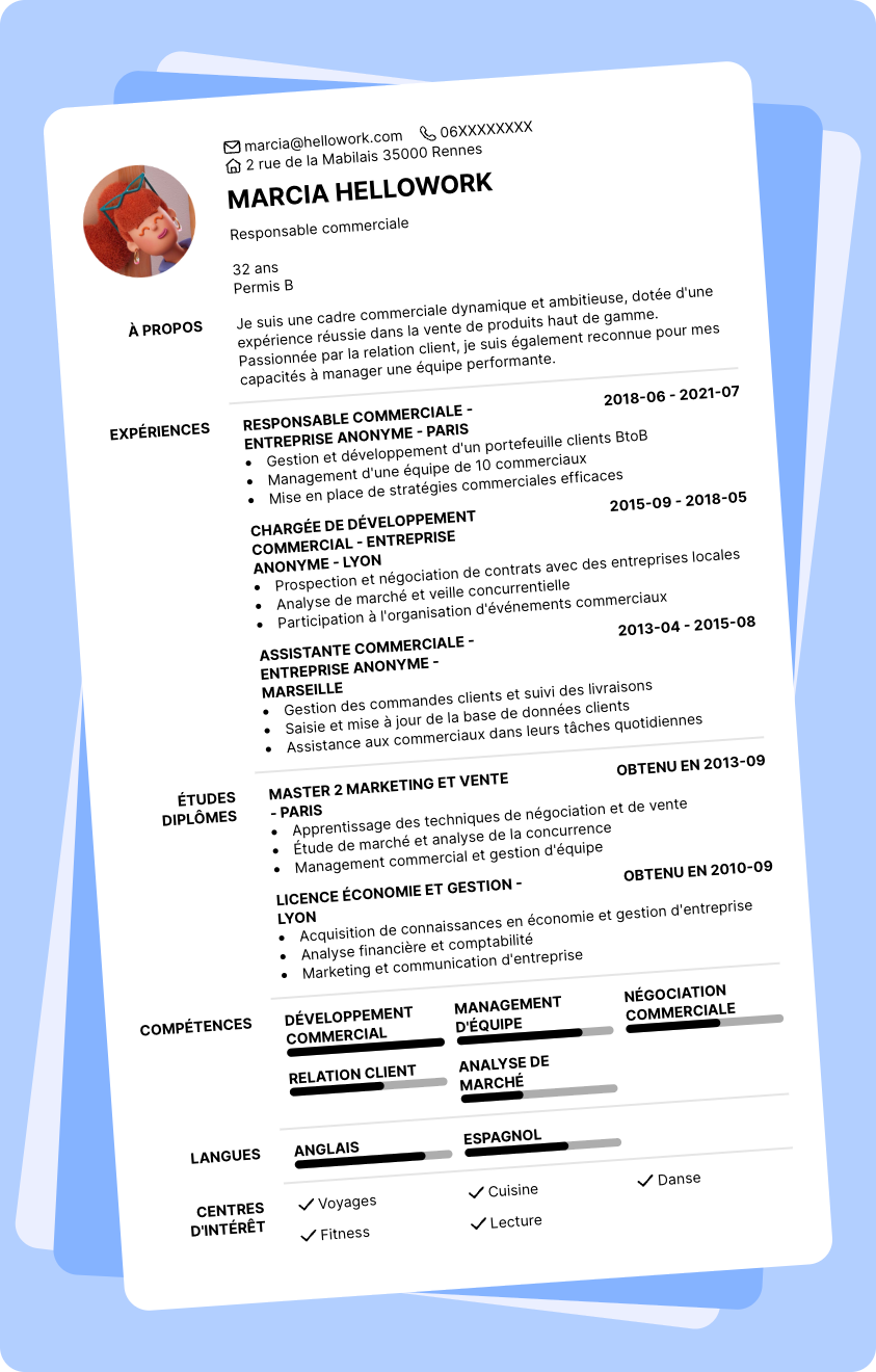 Exemple CV Cadre commercial