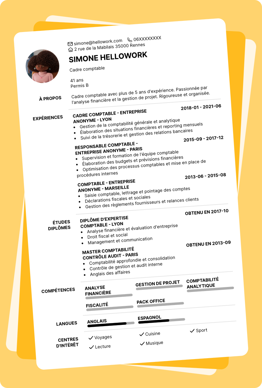 Modèle CV Cadre comptable Exemple CV Cadre comptable