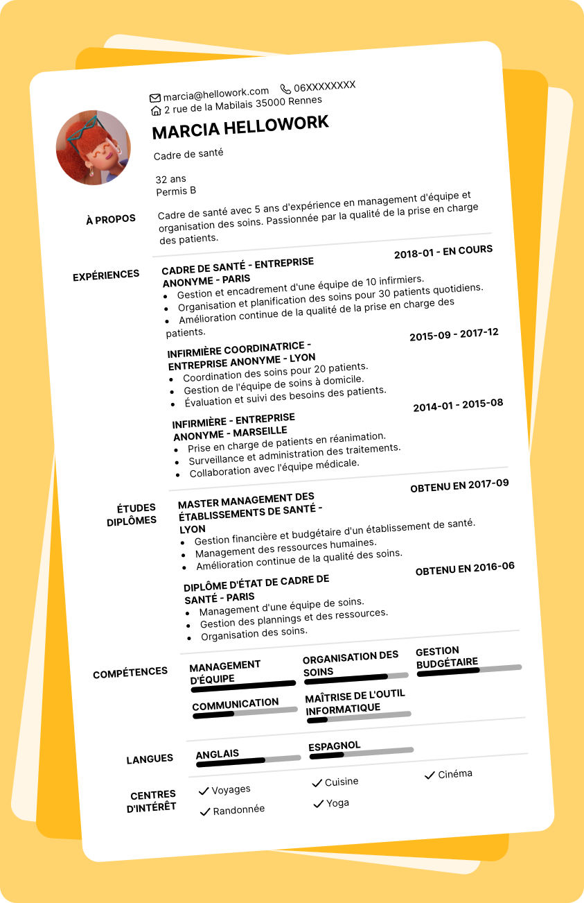 Exemple CV Cadre de santé