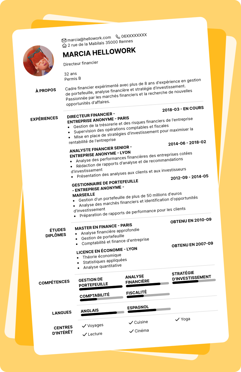 Exemple CV Cadre financier