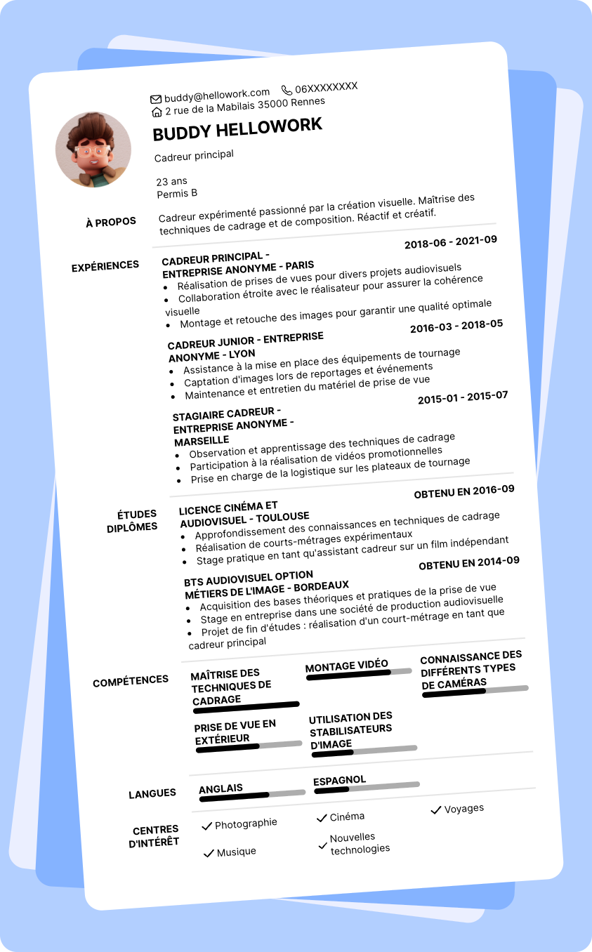 Exemple CV Cadreur