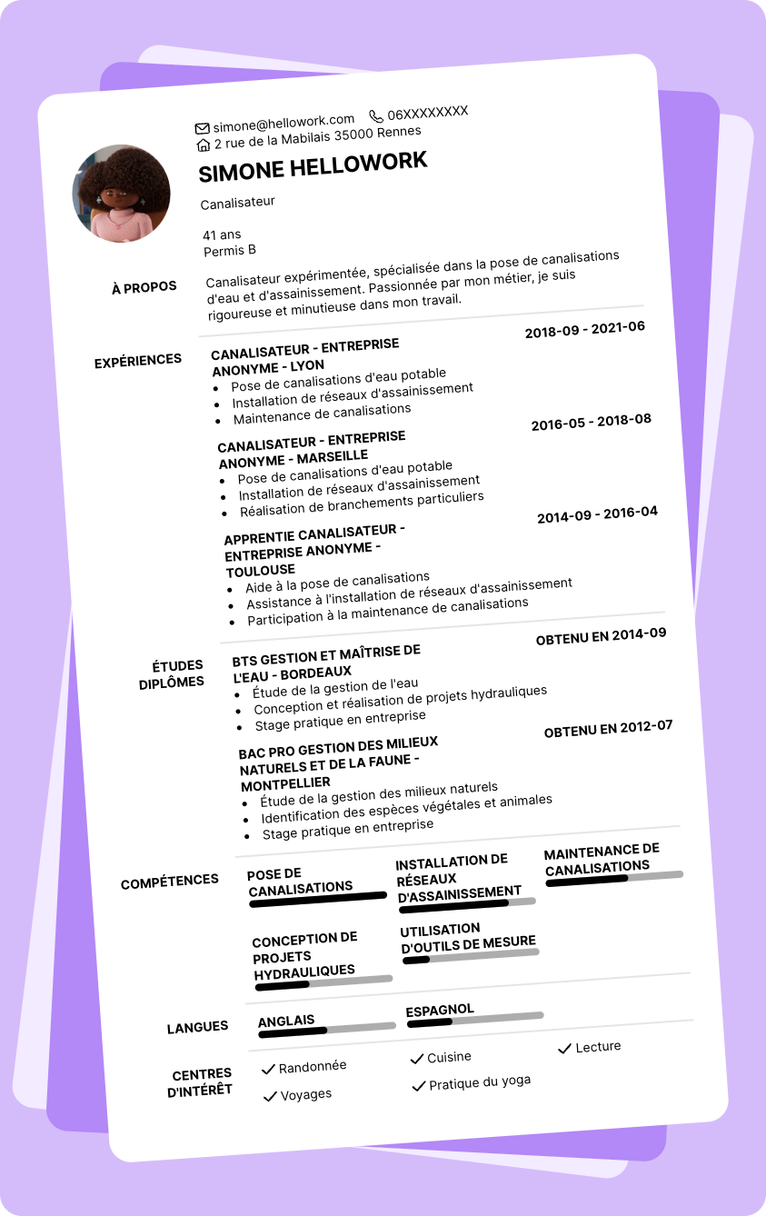 Exemple CV Canalisateur