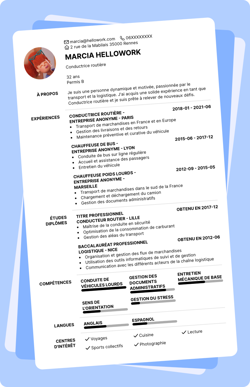 Modèle CV Carrier Exemple CV Carrier