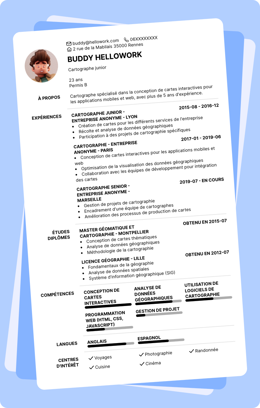 Modèle CV Cartographe Exemple CV Cartographe
