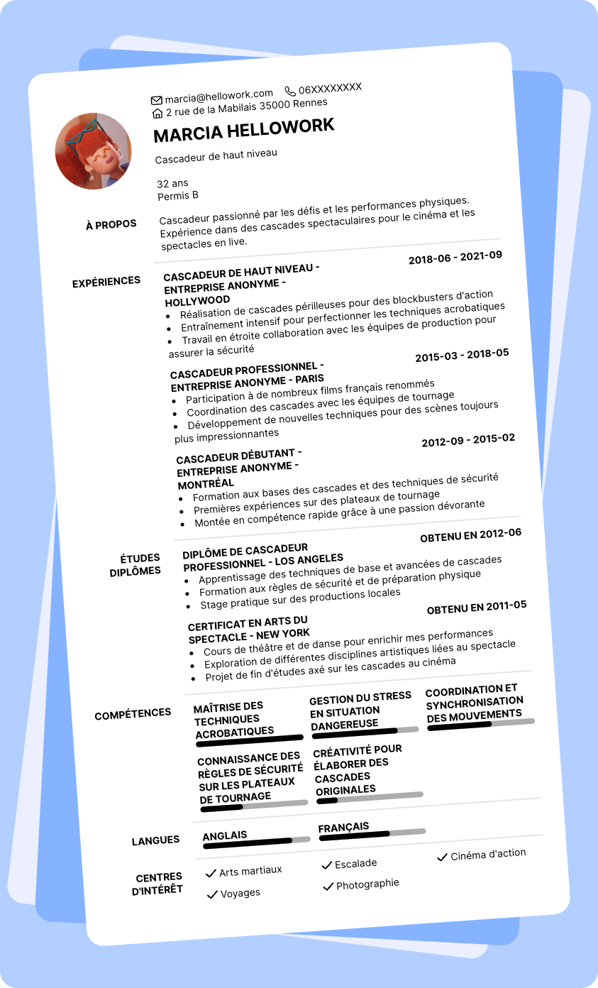 Exemple CV Cascadeur