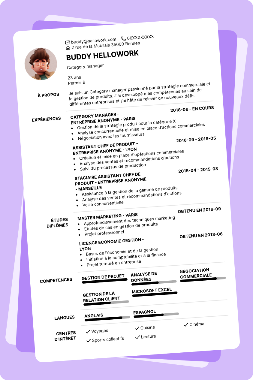 Modèle CV Category manager Exemple CV Category manager
