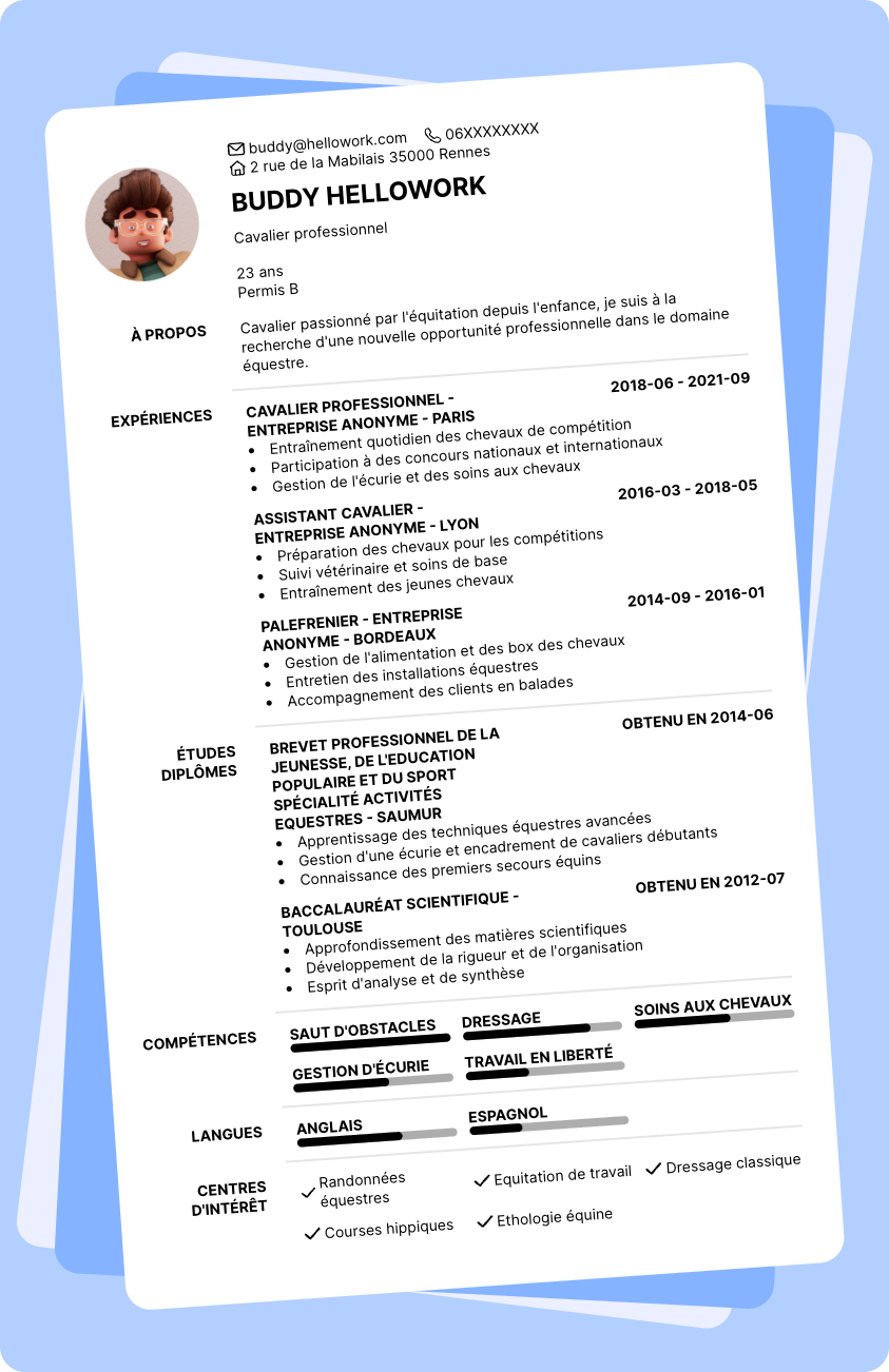Exemple CV Cavalier