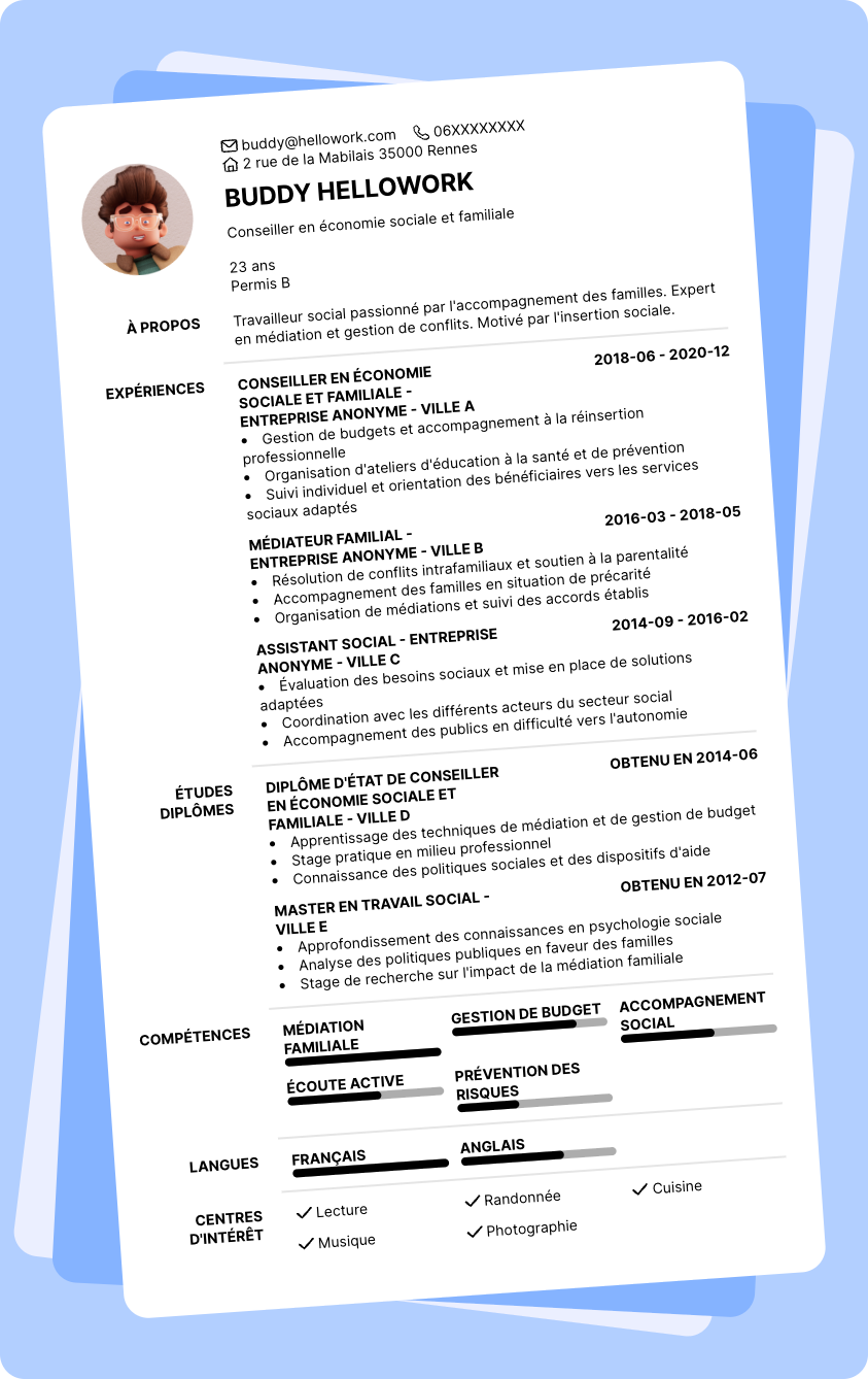 Modèle CV CESF Exemple CV CESF