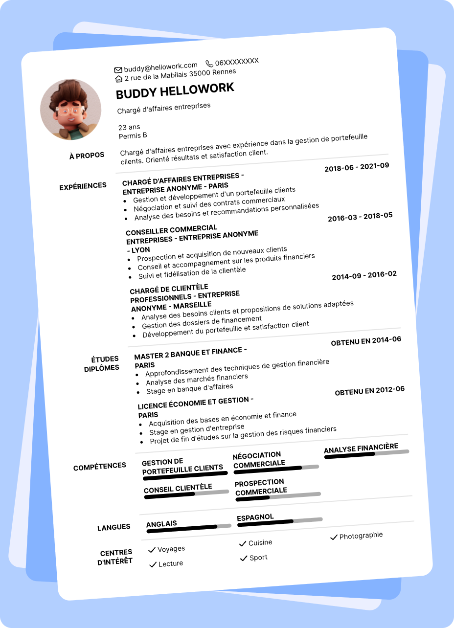 Exemple CV Chargé d'affaires entreprises